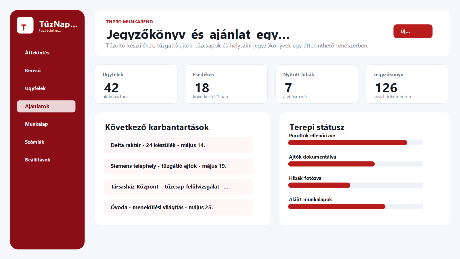 Ajánlat és jegyzőkönyv készítése TNPro rendszerben