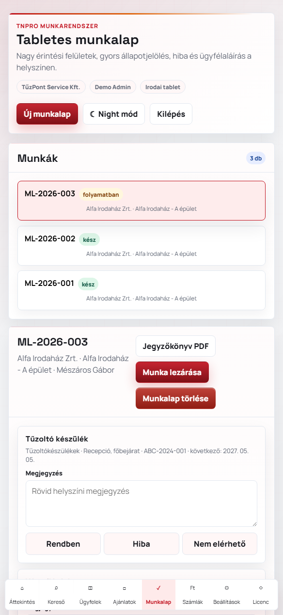 TNPro mobil munkalap tableten es telefonon